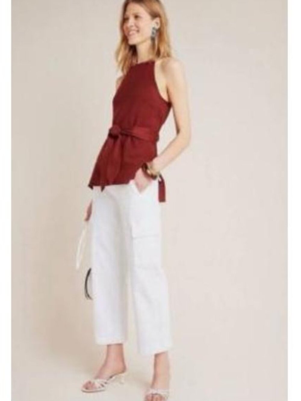 ANTHROPOLOGIE Annette Belted Knit Tank in Plum Brown Size S